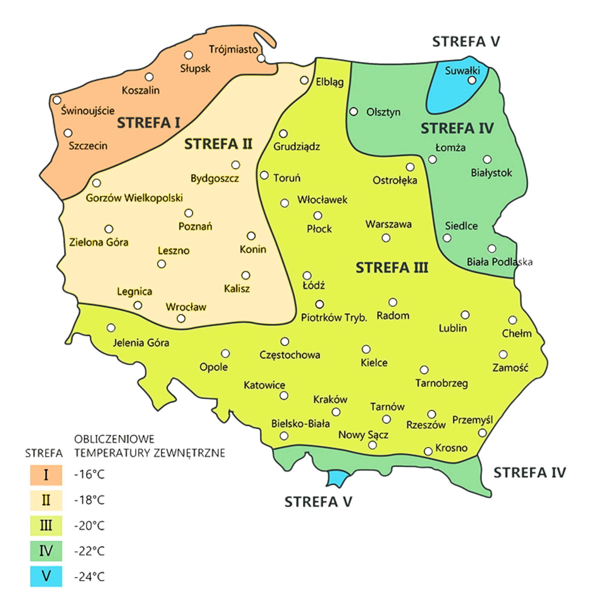 Mapa Polski Strefy Klimatyczne